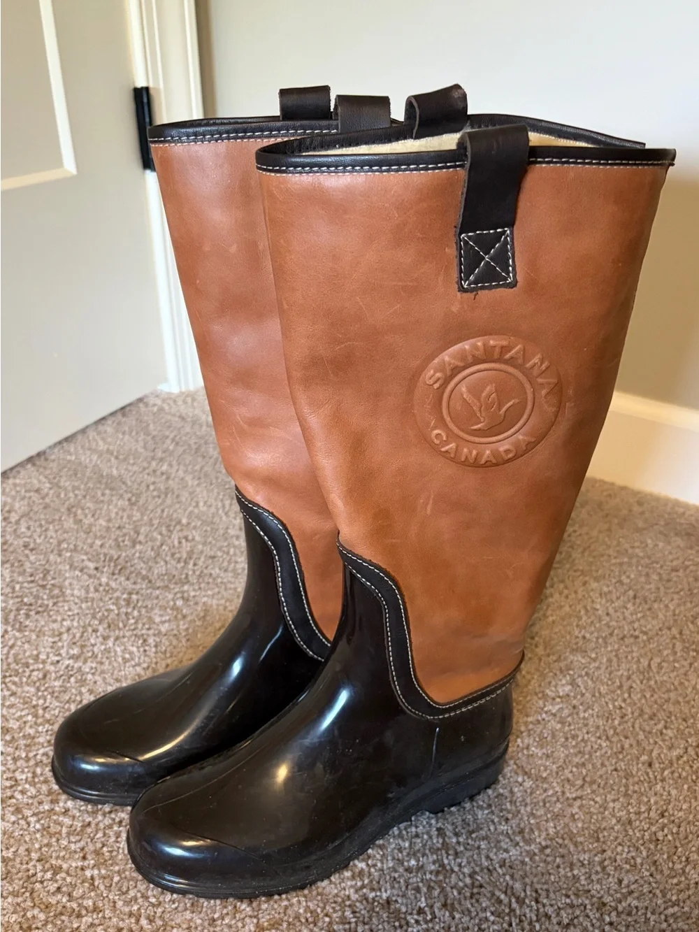 Santana Canada Two-Tone Brown and Black Women's Rain Boots